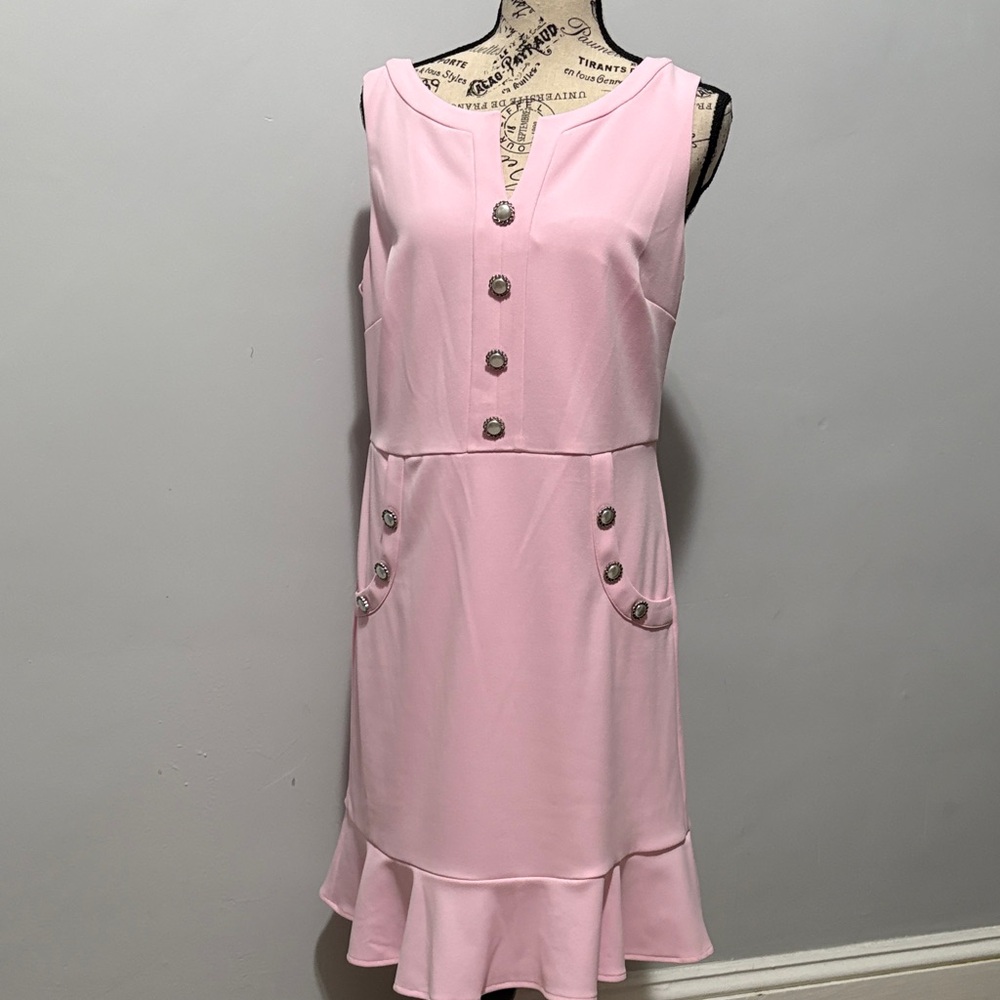 Karl Lagerfeld Pink Button-Front Midi Dress